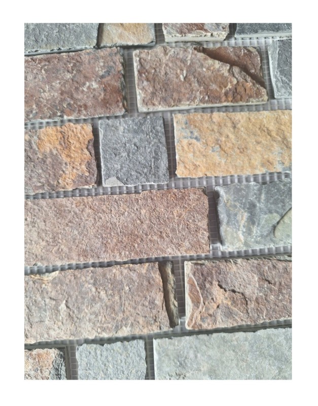 Échantillon manuel de mosaïque Ardoise Pierre naturelle Brick brun rouille MOS34-1204_m