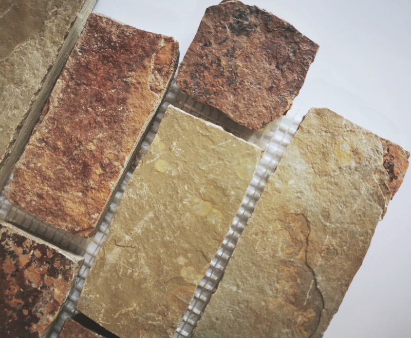 Mosaïque Ardoise Pierre naturelle Brick marron rouille MOS34-1204_f