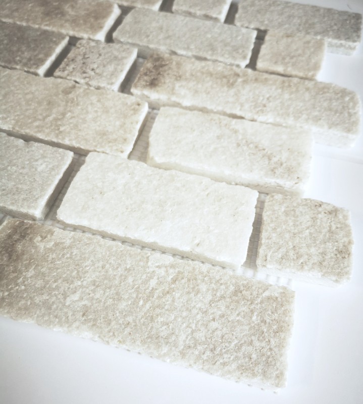 Mosaïque Ardoise Pierre naturelle Brick blanc MOS34-0102_f