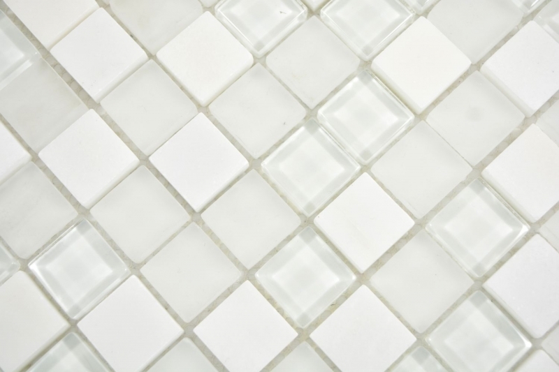 échantillon manuel carré Crystal/pierre mix super white carreau de mosaïque mur carrelage cuisine salle de bain MOS72-0001_m