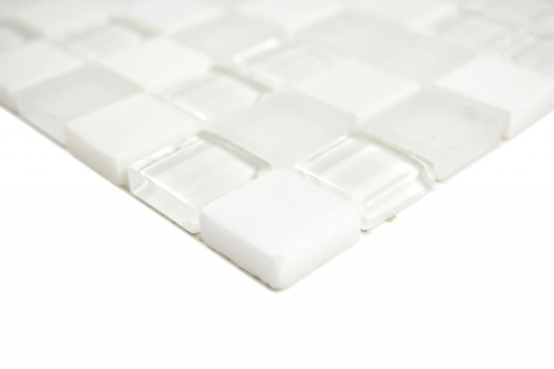 échantillon manuel carré Crystal/pierre mix super white carreau de mosaïque mur carrelage cuisine salle de bain MOS72-0001_m