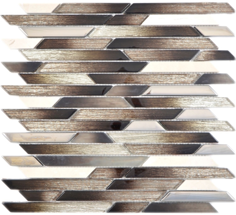 Motif manuel composite Crystal/Marmor mix EP beige/brun incliné Carreau de mosaïque murale Miroir de carrelage cuisine salle de bain MOS86-1112_m