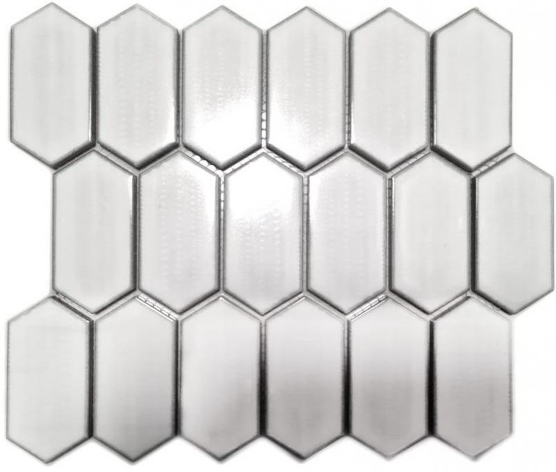 Carreau de mosaïque Céramique Hexagonal blanc brillant Cuisine Carreaux MOS11J-471_f