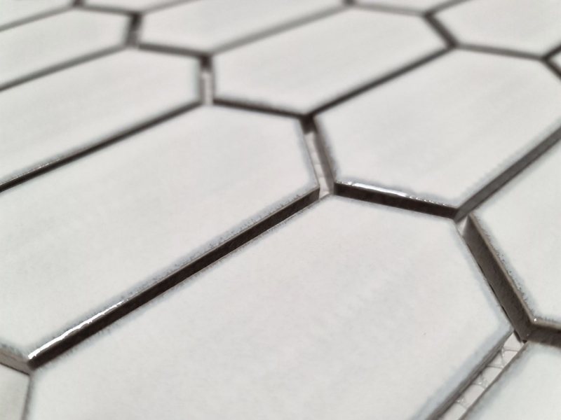Motif manuel Carreau de mosaïque Céramique Hexagonal blanc brillant Cuisine Carrelage MOS11J-471_m
