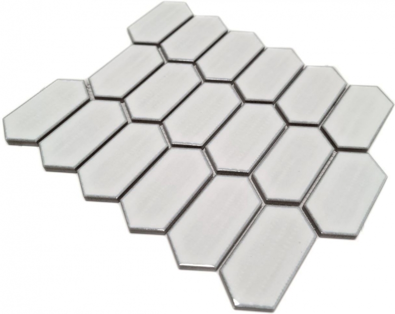 Motif manuel Carreau de mosaïque Céramique Hexagonal blanc brillant Cuisine Carrelage MOS11J-471_m