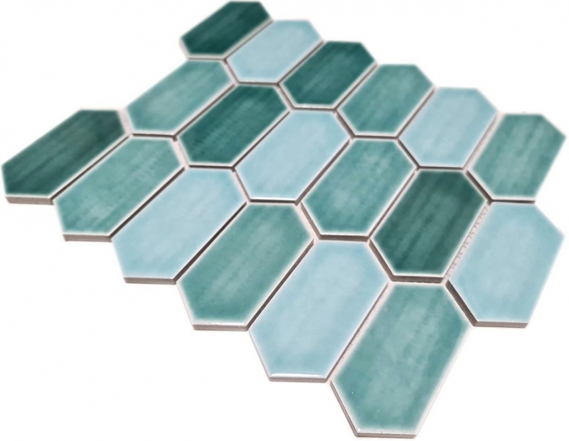 Carreau de mosaïque Céramique Hexagonal vert brillant cuisine mur salle de bain MOS11J-475_f