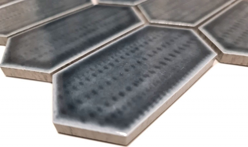 Hexagonal hexagonale mosaïque carreaux de céramique anthracite gris noir brillant dos cuisine salle de bains carreaux mur - MOS11J-479