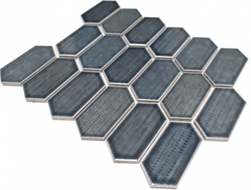 Carreau de mosaïque Céramique Hexagonal noir brillant Dos de cuisine Salle de bain MOS11J-479_f