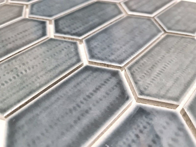 Motif main Carreau de mosaïque Céramique Hexagonal noir brillant Dos de cuisine Salle de bain MOS11J-479_m