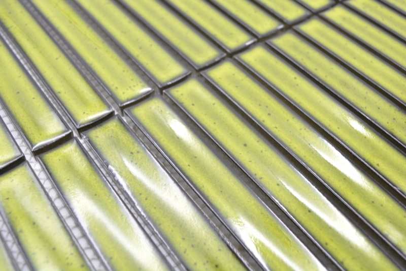 Carreau de mosaïque Céramique baguettes vert clair moucheté brillant mur cuisine salle de bain MOS24-CS16_f