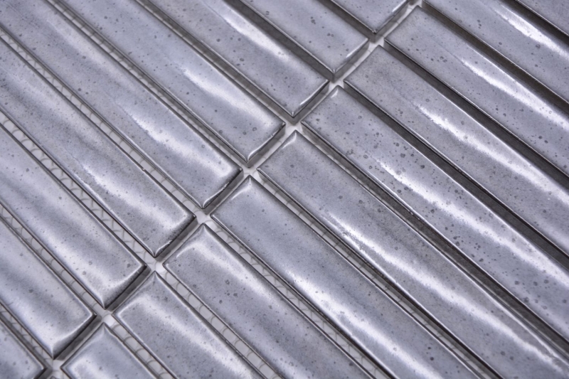 Bâtonnets Mosaïque Céramique gris moucheté brillant salle de bain mur MOS24-CS26