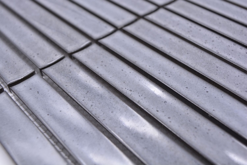 Bâtonnets Mosaïque Céramique gris moucheté brillant salle de bain mur MOS24-CS26