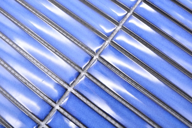 Mosaïque en bâtonnets Céramique bleu moucheté brillant Cuisine Carrelage MOS24-CS46