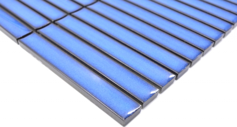 Carreau de mosaïque Céramique Baguettes bleu moucheté brillant Cuisine Carreaux MOS24-CS46_f