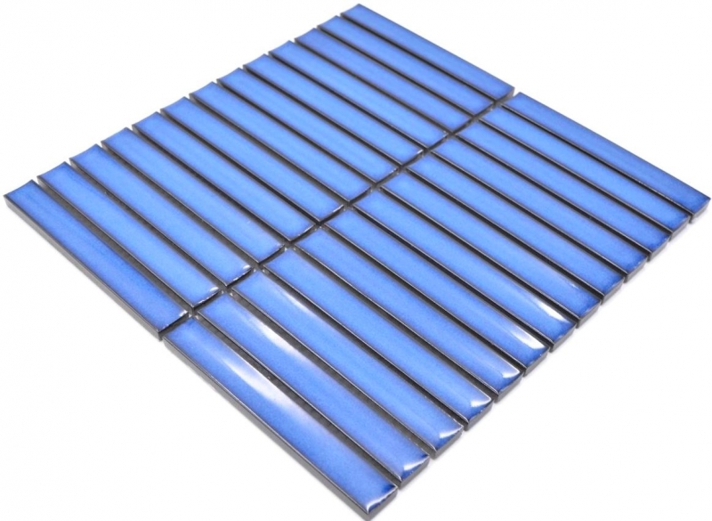 Motif manuel Carreau de mosaïque Céramique Baguettes bleu moucheté brillant Cuisine Carrelage MOS24-CS46_m