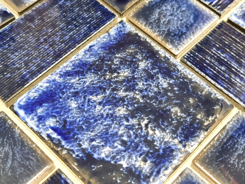 Échantillon manuel Carreau de mosaïque Céramique Combi bleu brillant Salle de bains Douche Mur MOS13-KAS2_m