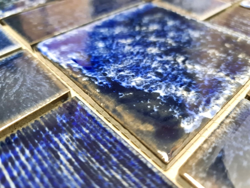 Échantillon manuel Carreau de mosaïque Céramique Combi bleu brillant Salle de bains Douche Mur MOS13-KAS2_m