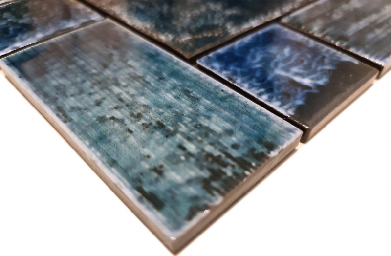 Carreau de mosaïque Céramique Vintage Retro bleu vert brillant Salle de bain Dos de cuisine MOS13-KAS4
