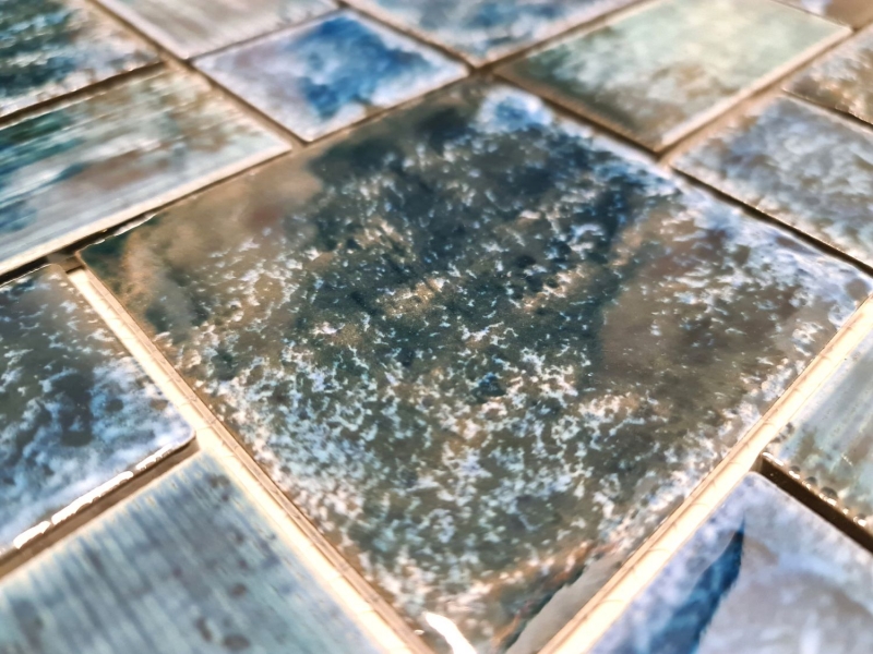 Carreau de mosaïque Céramique Vintage Retro bleu vert brillant Salle de bain Dos de cuisine MOS13-KAS4