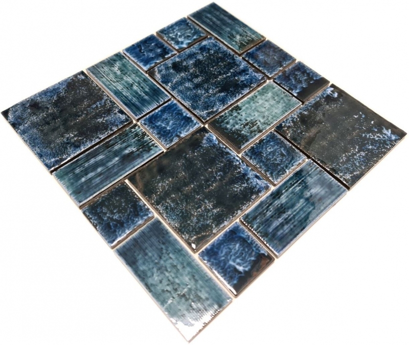 Carreau de mosaïque Céramique Vintage Retro bleu vert brillant Salle de bain Dos de cuisine MOS13-KAS4