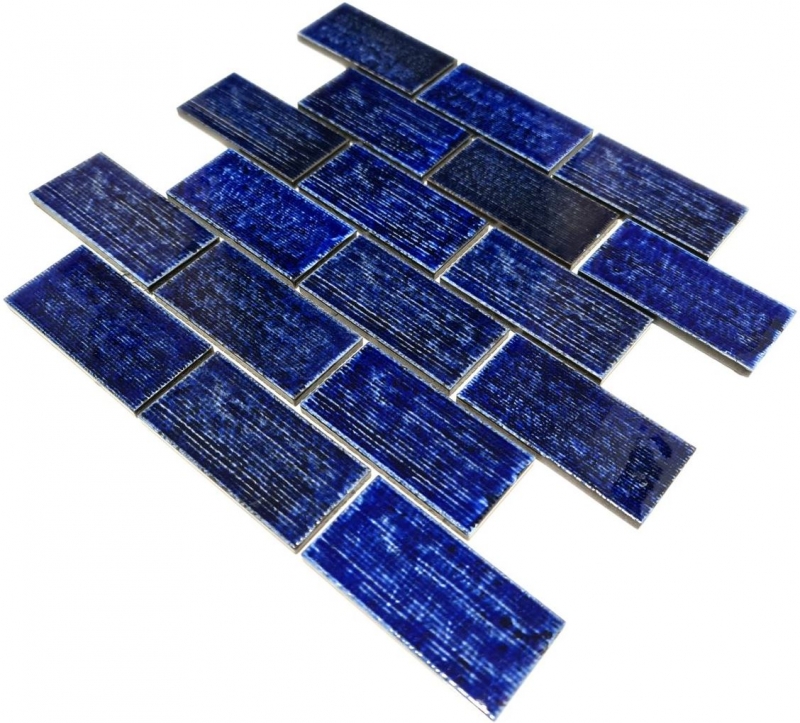 Motif main Carreau de mosaïque Céramique composite bleu brillant Salle de bains Cuisine Mur MOS26-KAS6_m