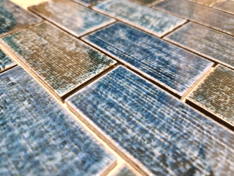 Subway Carreau Mosaïque Used Look Vintage bleu vert brillant Rétro Céramique - MOS26-KAS8