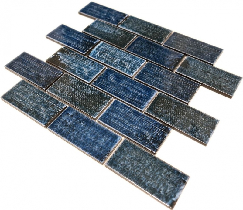Subway Carreau Mosaïque Used Look Vintage bleu vert brillant Rétro Céramique - MOS26-KAS8
