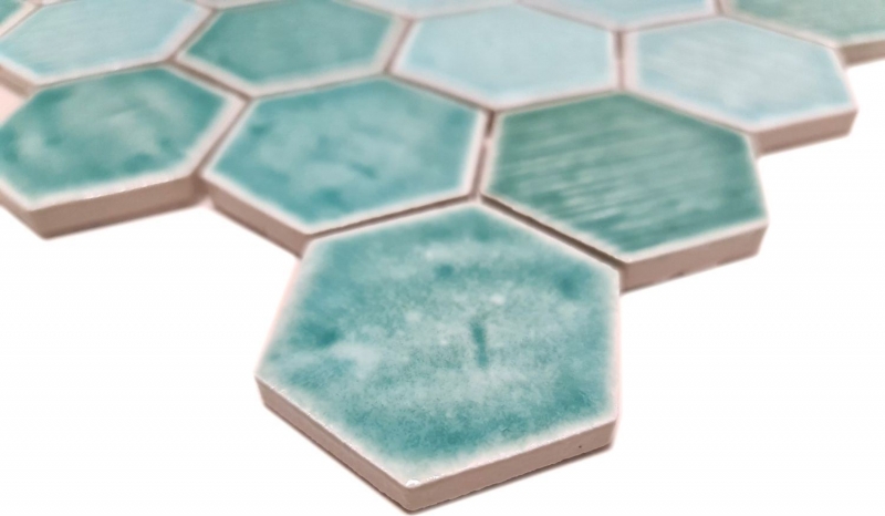 Hexagonal hexagonale mosaïque carreaux de céramique vert forêt brillant carreaux de douche mur cuisine salle de bains - MOS11K-SAN5