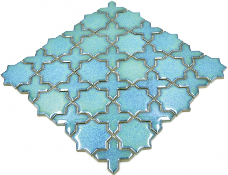 Étoile Carreau Mosaïque Céramique Vintage Retro vert brillant Fond de cuisine Salle de bain - MOS13-SXS10