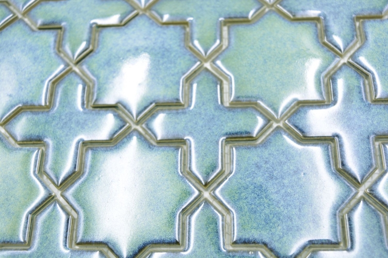 Échantillon manuel de carreaux de mosaïque Céramique Mosaïque Kombi mix vert brillant Fond de cuisine salle de bain MOS13-SXS10_m