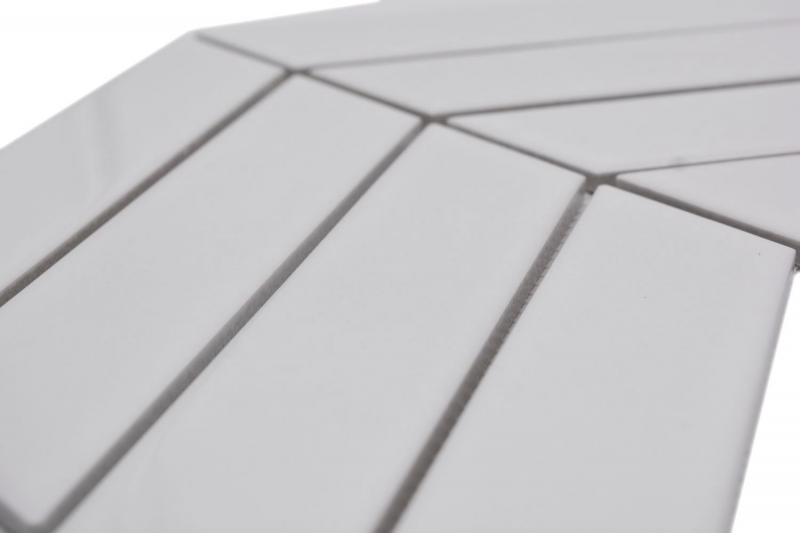 Carreau de mosaïque Céramique Mosaïque à chevrons mix blanc brillant mat Carrelage salle de bain MOS24-CHEV11_f