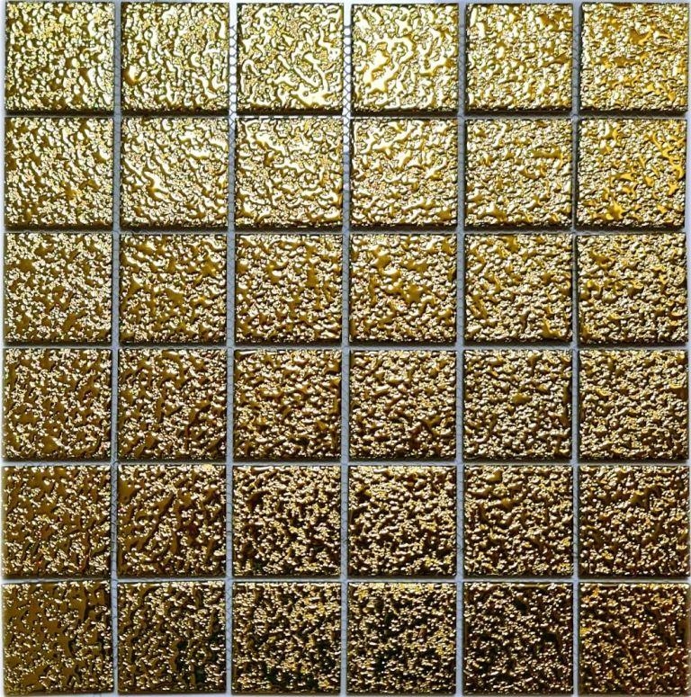 Mosaïque céramique Carreau Medio uni or martelé Salle de bains Cuisine Mur MOS16-0707