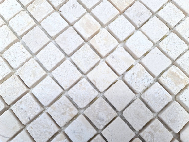 Marbre Mosaïque Pierres blanc crème Carrelage Salle de bains WC Sol de douche - MOS40-T23W