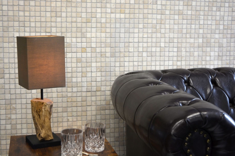 Marbre Mosaïque Pierres blanc crème Carrelage Salle de bains WC Sol de douche - MOS40-T23W
