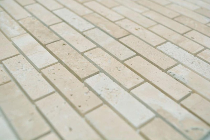 Carreau de mosaïque Mosaïque autocollante composite Pierre naturelle Travertine beige MOS200-4M92