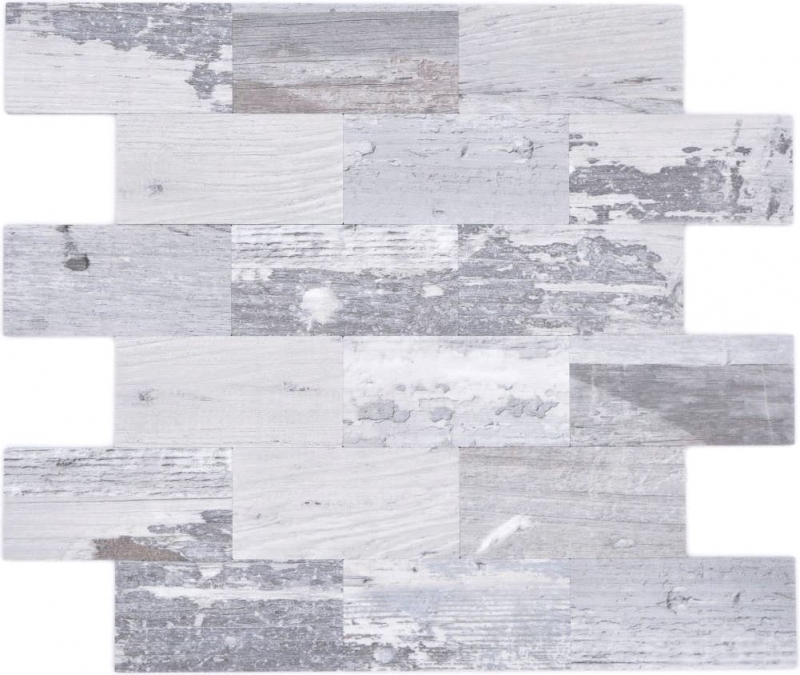 Carreau de mosaïque Mosaïque autocollante Alu imitation bois shabby chic gris Subway MOS200-4S49