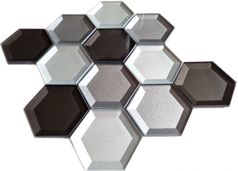 Mosaïque de verre Carreau de mosaïque hexagonal 3D aspect mur cuisine salle de bain MOS88-XB159