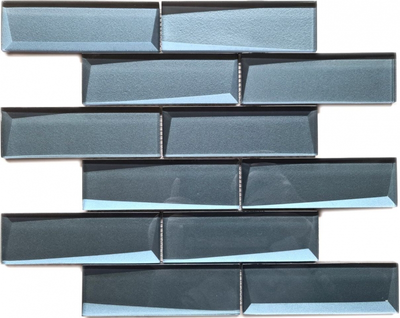 Mosaïque de verre Carreaux de mosaïque Metro 3D optique Terra gris bleu Fond de cuisine MOS88-XB05