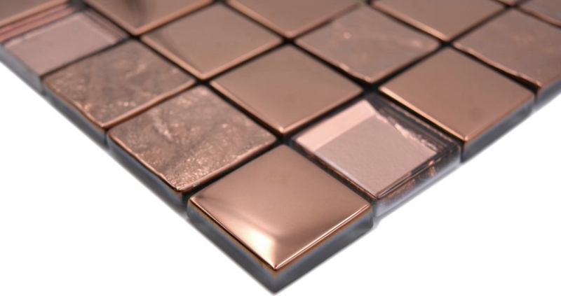 Mosaïque de verre Carreau de mosaïque electroplated bronze aspect cuivre cuisine mur MOS88-XCBR1