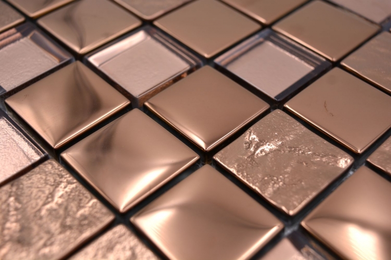 Mosaïque de verre Carreau de mosaïque electroplated bronze aspect cuivre cuisine mur MOS88-XCBR1