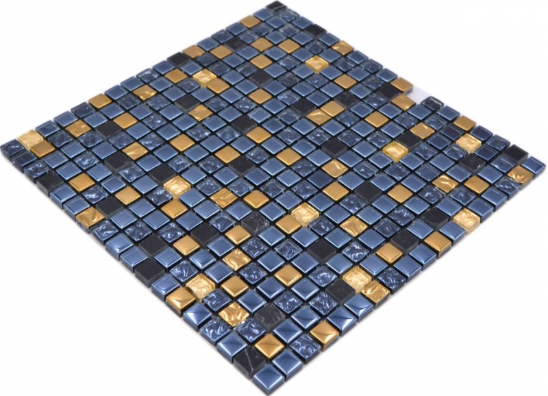 Mosaïque de verre Pierre naturelle Carreau de mosaïque noir anthracite or Salle de bains Cuisine Carreaux de protection contre les éclaboussures - MOS92-650