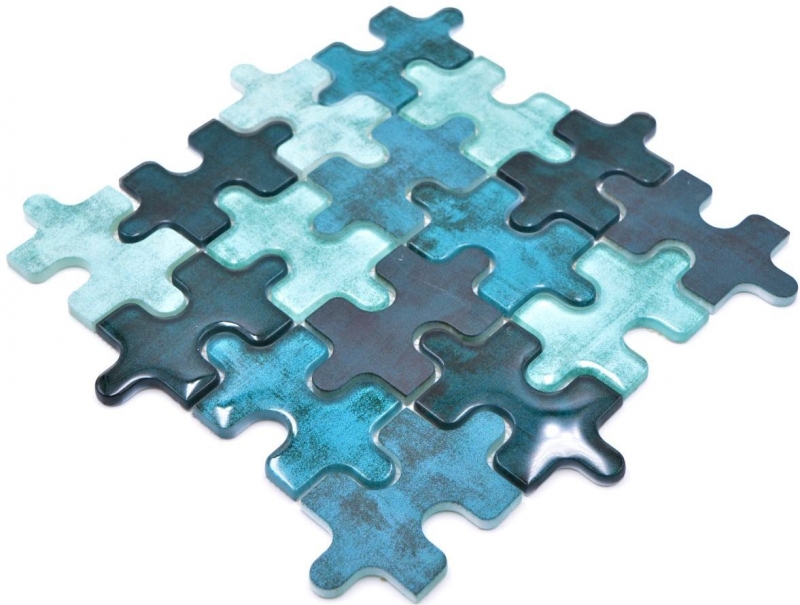 Mosaïque de verre Carreau de mosaïque Puzzle turquoise bleu vert Fond de cuisine Salle de bain MOS88-PT03