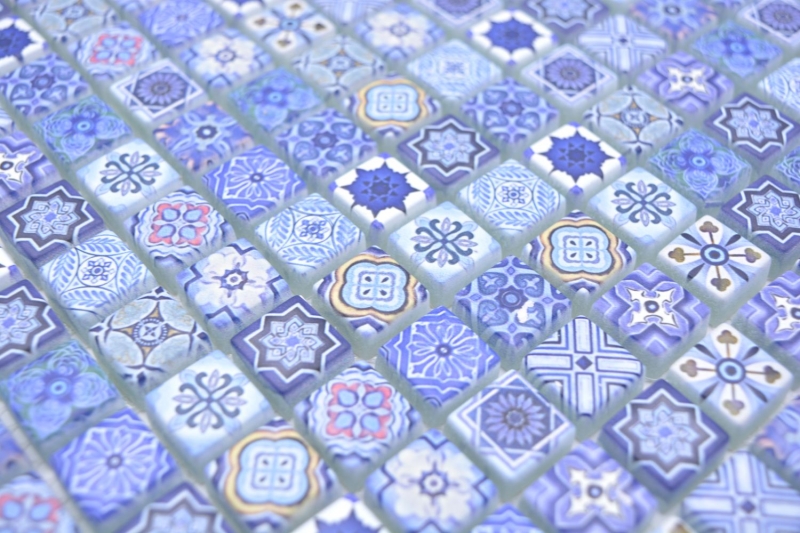 Mosaïque de verre Carreau de mosaïque rétro aspect marocain bleu pastel MOS78-RB33