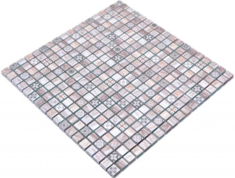 Mosaïque de verre Carreau de mosaïque Retro aspect bois cream marron clair Ornement MOS78-W79