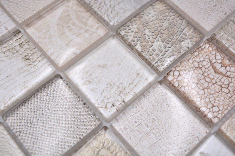Mosaïque de verre Carreau de mosaïque Crocodile cream beige structure Fond de cuisine salle de bain MOS78-W38