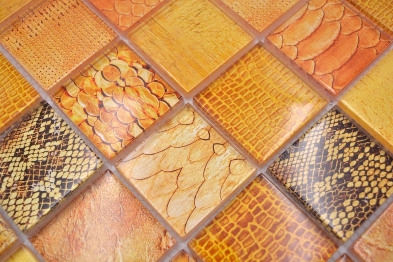 Mosaïque de verre Carreau de mosaïque Snake orange cuisine salle de bains mur MOS78-W48