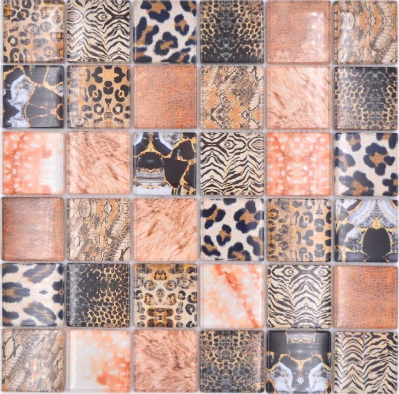 Carreau de mosaïque Mosaïque de verre Léopard cuivre brun salle de bain fond de cuisine MOS78-W68