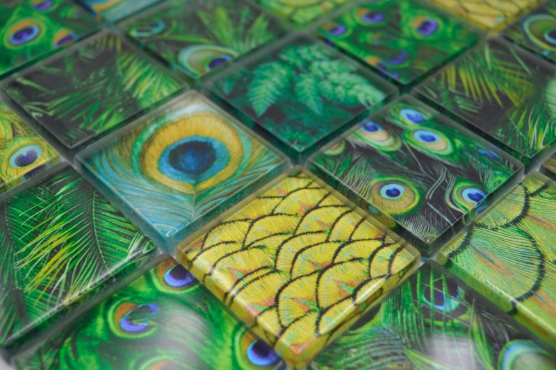 Mosaïque de verre Paon Kiwi jaune vert Fond de cuisine Salle de bain MOS78-W88