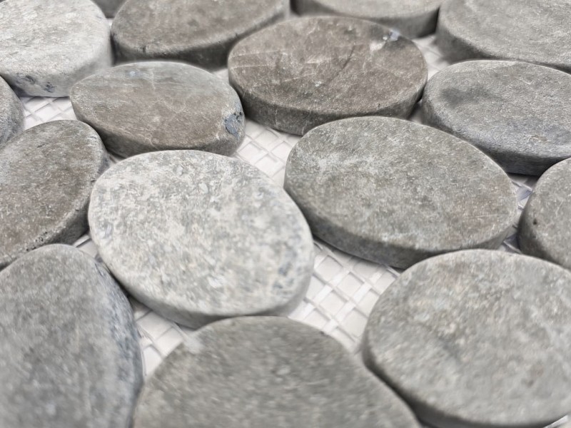 Pierre naturelle Galets de rivière Galets de pierre taillés ash gris anthracite Carrelage Receveur de douche Paroi de douche - MOS30-SANI