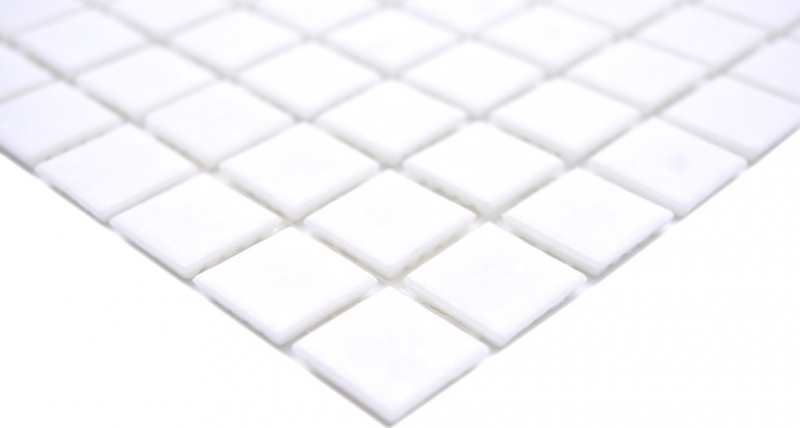 Carreaux de mosaïque Mosaïque de verre Classic Uni verre uni blanc collé sur papier Mosaïque de piscine MOS200-A01_f